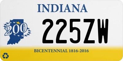 IN license plate 225ZW