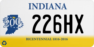 IN license plate 226HX