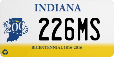 IN license plate 226MS