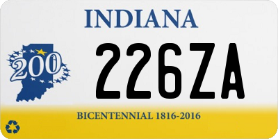 IN license plate 226ZA