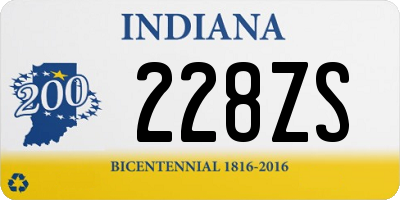 IN license plate 228ZS