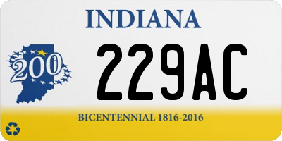 IN license plate 229AC