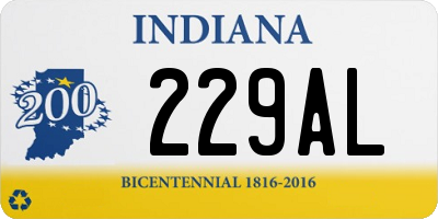 IN license plate 229AL