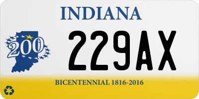 IN license plate 229AX