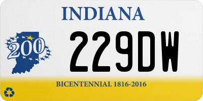 IN license plate 229DW