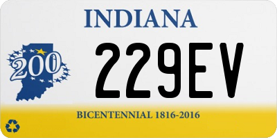 IN license plate 229EV