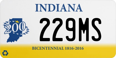 IN license plate 229MS