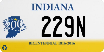 IN license plate 229N