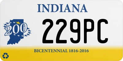 IN license plate 229PC