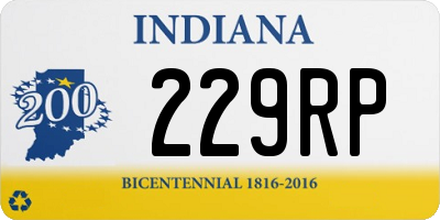 IN license plate 229RP