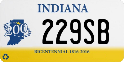 IN license plate 229SB