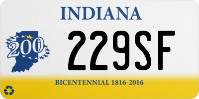 IN license plate 229SF