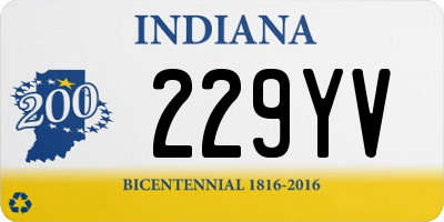 IN license plate 229YV