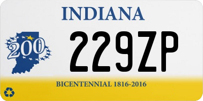 IN license plate 229ZP