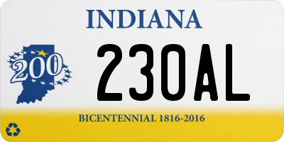 IN license plate 230AL