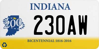 IN license plate 230AW