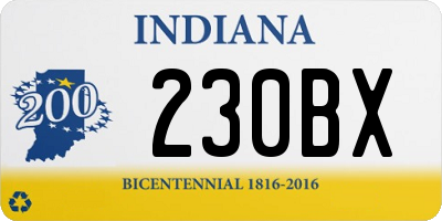 IN license plate 230BX