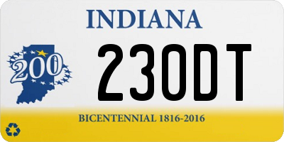 IN license plate 230DT