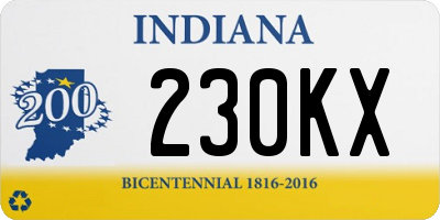 IN license plate 230KX