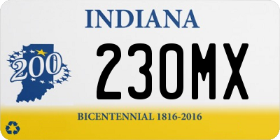 IN license plate 230MX