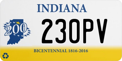 IN license plate 230PV