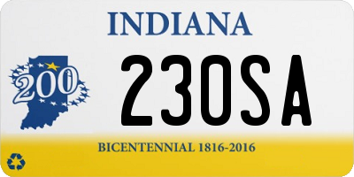 IN license plate 230SA