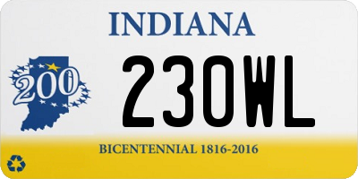 IN license plate 230WL