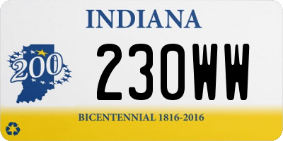 IN license plate 230WW