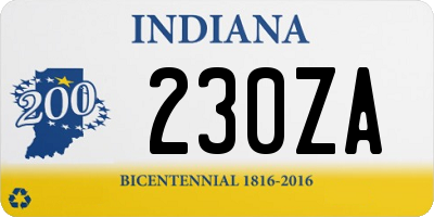 IN license plate 230ZA