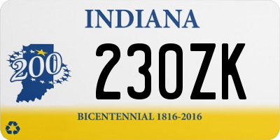 IN license plate 230ZK