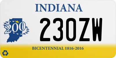 IN license plate 230ZW