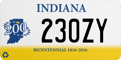 IN license plate 230ZY