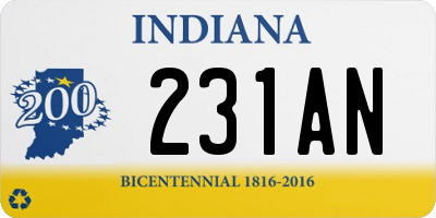 IN license plate 231AN