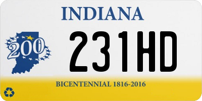 IN license plate 231HD