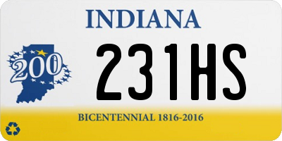 IN license plate 231HS