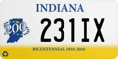 IN license plate 231IX