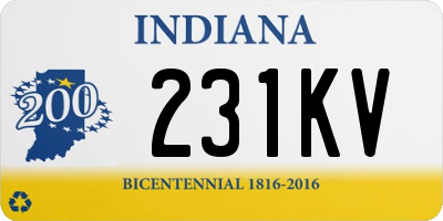 IN license plate 231KV