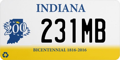 IN license plate 231MB