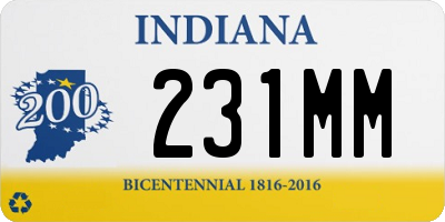 IN license plate 231MM