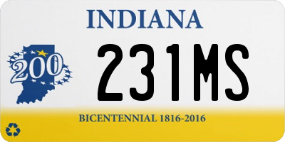 IN license plate 231MS