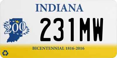 IN license plate 231MW