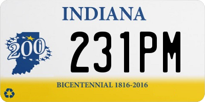 IN license plate 231PM