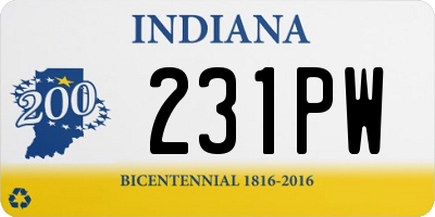 IN license plate 231PW