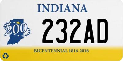 IN license plate 232AD