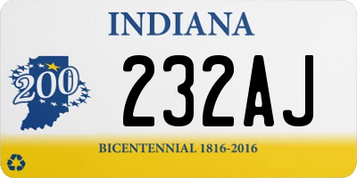 IN license plate 232AJ