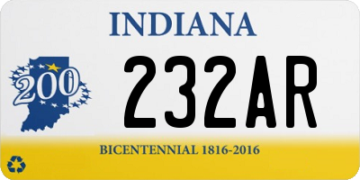 IN license plate 232AR