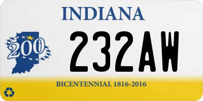 IN license plate 232AW