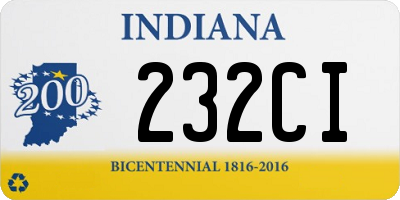 IN license plate 232CI