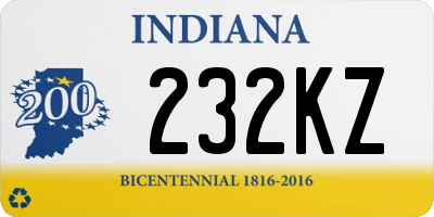 IN license plate 232KZ