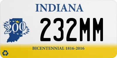 IN license plate 232MM
